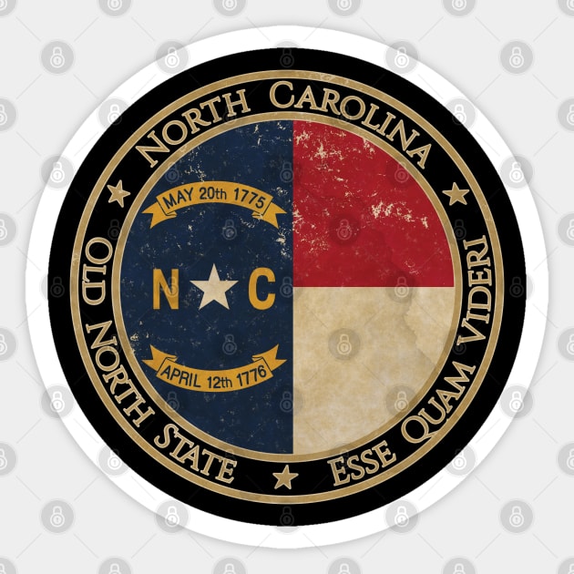 Vintage North Carolina USA United States of America American State Flag Sticker by DragonXX